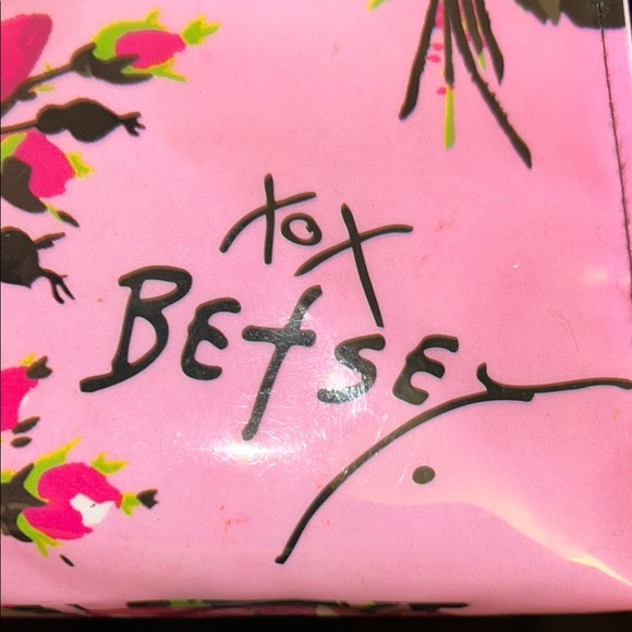 Betsey Johnson Pink and Black Floral Tote - Picture 2 of 3